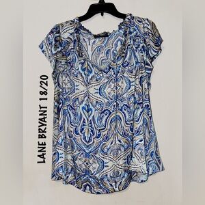 Lane Bryant Blue and White Paisley Top
